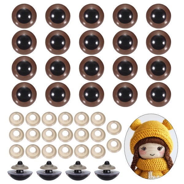 26Mm Sicherheitsaugen FüR Puppen, 20 StüCk Realistische HäKelaugen Braun-image