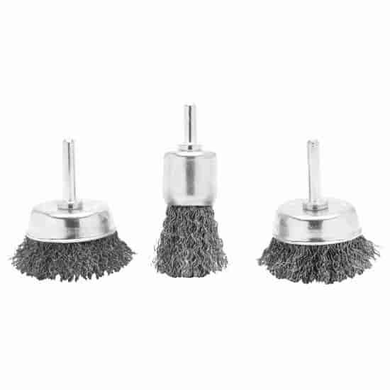 W1226 3-Piece 1/4-Inch Shank Rotary Wire Brush Set for Power Drills