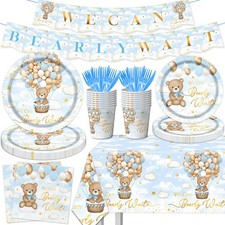 We Can Bearly Wait Bear Baby Shower Decorations 142pcs Bear Baby Shower Plat