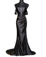 Sherri Hill Black Corset High split Gown Size 8