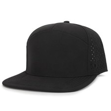 7 Panel, Flat Bill, Performance Snapback Hat, Water-Resistant Baseball Cap, M...