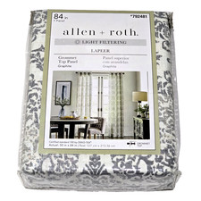 Allen Roth Light Filtering Lapeer Grommet Top Panel Graphite 50x84in