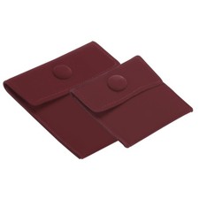 2 Pack 2 Size Jewelry Pouches Velvet with Snap Button for Rings Dark Red