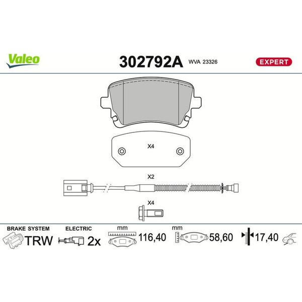 Valeo 302792A Bremsbelagsatz FüR VW Phaeton 3D1 3D2 3D3 3D4 3D6 3D7 3D8 3D9-image