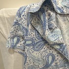 Women's Blue/White Paisley Pajama Set 2pc Button-Front Collared Short Sleeve S — photo 4
