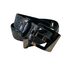 Carlisle Belt Black Size M 34-36in Embossed Leather Croc Pattern USA