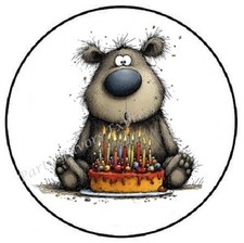 ADORABLE BEAR WITH BIRTHDAY CAKE ENVELOPE SEALS LABELS STICKERS PARTY FAVORS