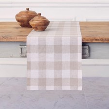 Linen Checkered Table Runner 144 Inches Long 100 Pure Linen Buffalo Check N...