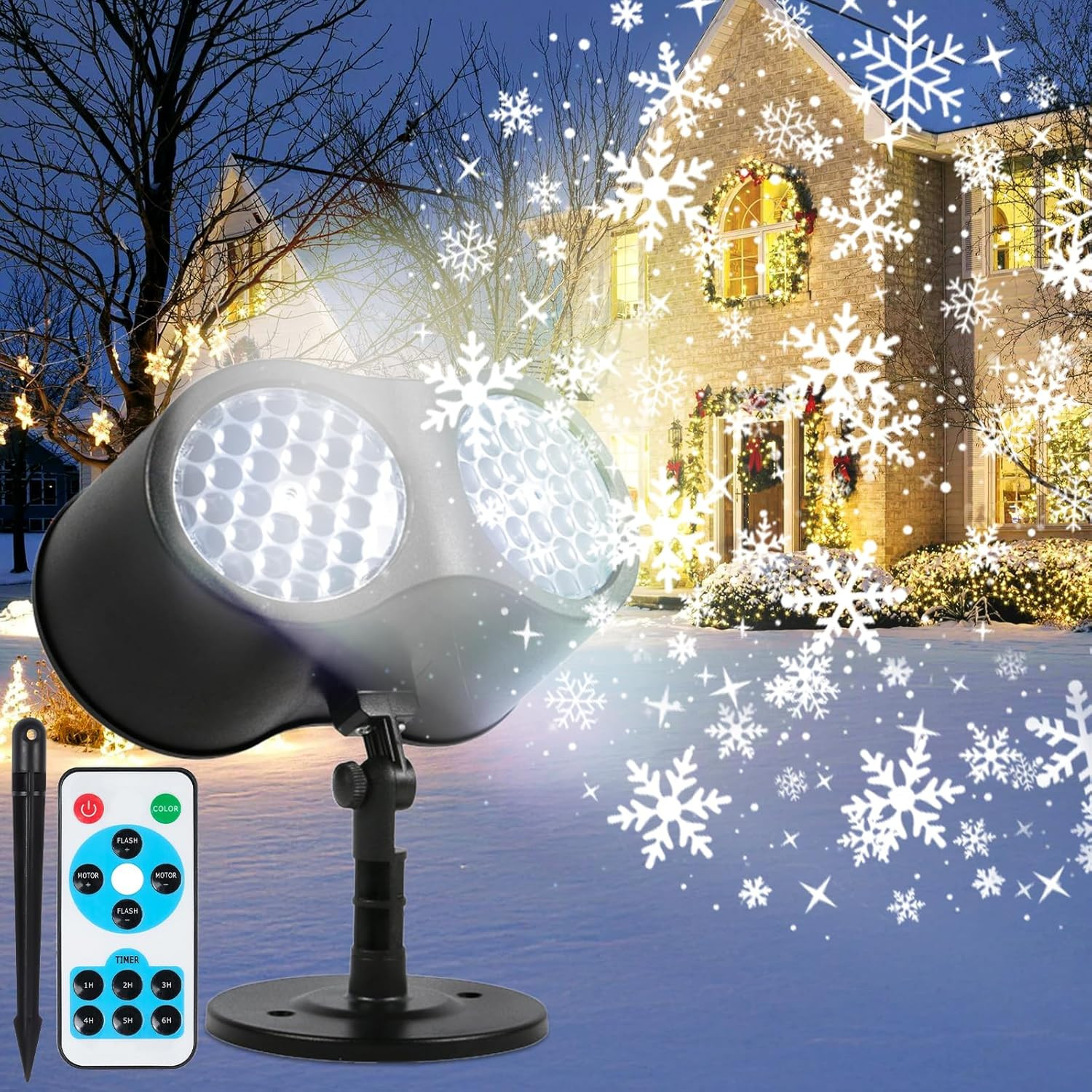 Proiettore Luci Natale per Esterno, LED Fiocchi Di Neve Dinamica Proiettore Nata