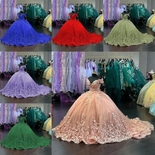 HOT SALE Quinceanera Dresses Sweet 15 16 Vestidos De 15 Años Floral Ball Gowns