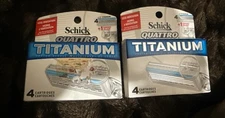 2 X Schick Quattro Titanium Cartridge Razor Refills  4 Cartridges EACH -SEALED -