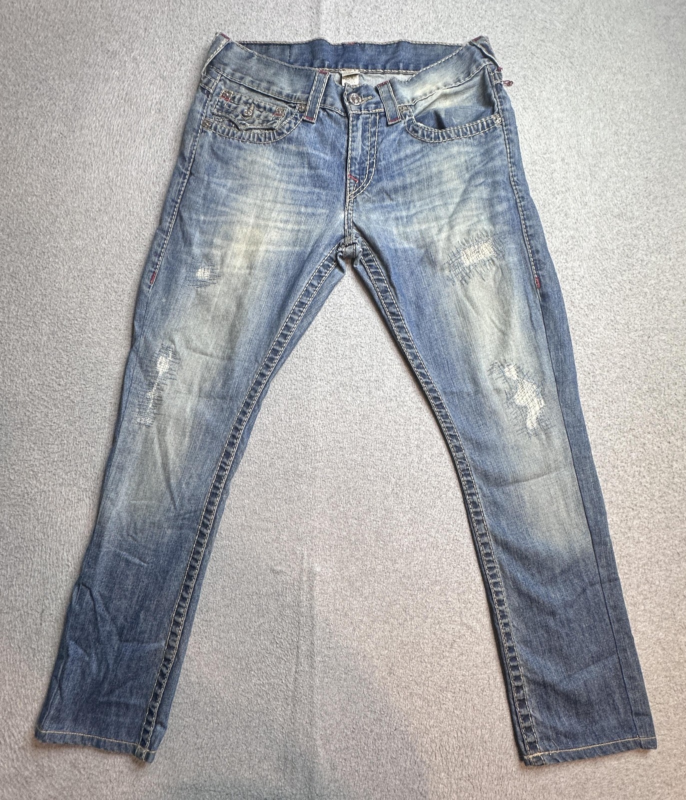 True Religion Section Boot Cut Jeans Mens 30 (33x28) Blue Distressed Bootcut thumbnail 2