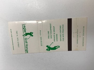BA451 Matchbook Cover Legler Golf Range Golf Course Milwaukee Wisconsin WI