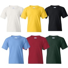 Gildan Youth T Shirts Short Sleeve Tees Cotton Plain 6-Pack