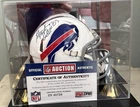 Steve Tasker Signed Buffalo Bills Mini Helmet in display case