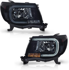 LED DRL Tube Halo Projector Headlights Assembly Front Headlamp, Compatible with
