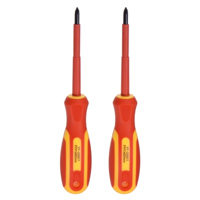 2pcs VDE Insulated Screwdriver 1000V PH1 x 80mm Magnetic Phillips Screwdrivers