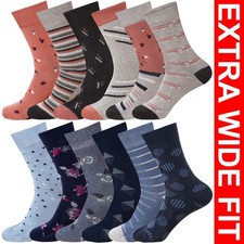 Womens Socks Extra Wide Fit Diabetic Ladies Cotton Rich Loose Top Sock UK 4-7