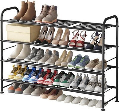 LINZINAR Shoe Rack 4 Tier Storage Organizer for Closet Entryway Metal Gold