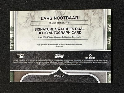Lars Nootbaar 2025 Topps Museum Collection Dual Relic Autograph