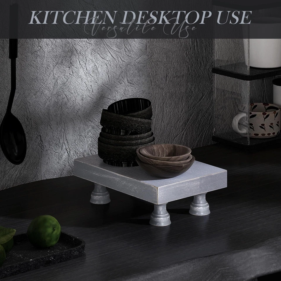 Elevadores de madera de pino para decoración para fregadero de cocina y tocador pequeño - elevadores versátiles... Foto 3 de 4