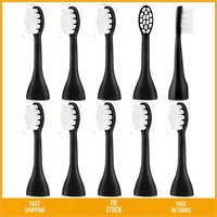 Sonic Electric Toothbrush Replacement Brush Heads, Black, 10 Pcs