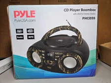 Pyle Portable CD Player Boombox w/ AM/FM Stereo Radio-Wireless BT Streaming-Camo