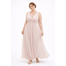 Azazie Blush Pink Chiffon Maxi Dress Formal Wedding Guest Bridesmaid Coquette 14