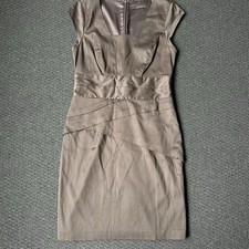 Jacqui E Womens Size 12 Sheath Knee Length Dress Brown Taupe Work Office Career