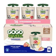 Low Fat yogurtZ Strawberry Banana Yogurt Snack Pouches, 3 oz 16 pack 