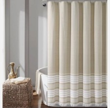 Lush Decor Taupe / Beige Waffle Stripe Shower Curtain 72 x 72 NEW Retail 125