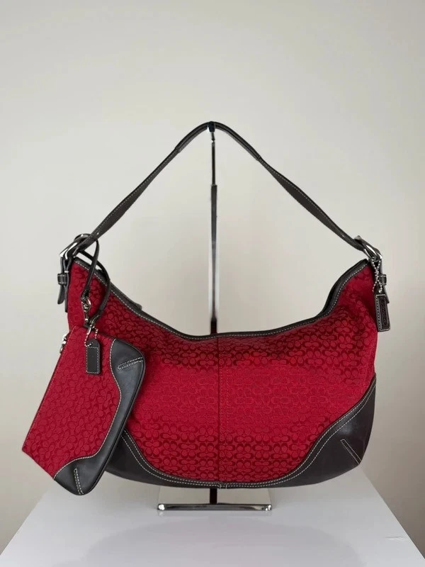 バッグ Coach Hobo Red Clip Brown Bag Signature Coach Brown Signature Hobo Bag | eBay