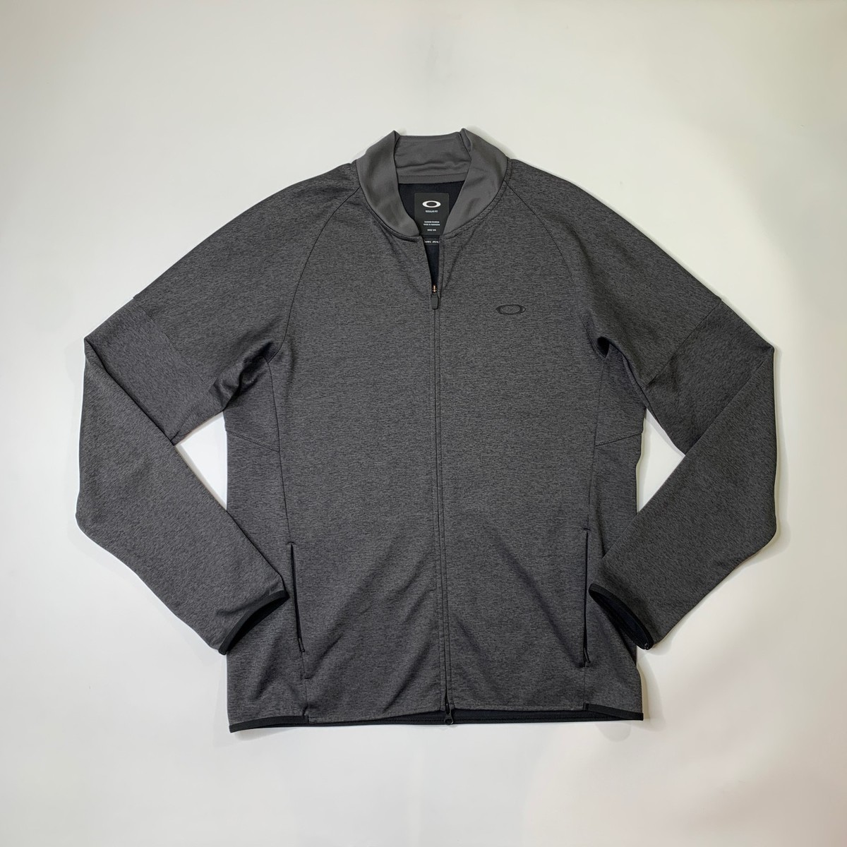 Oakley Jacket Mens L Large Graphite Full Zip Golf Fleece Raglan