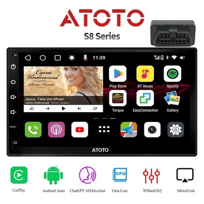 ATOTO S8 Premium 7in 2DIN Android Car Stereo Gen AI Dual BT + OBD Diag Scanner