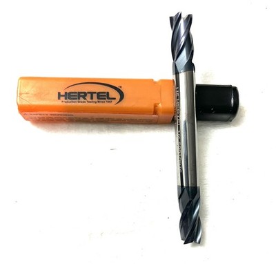 Hertel 1/4'' Carbide Square End Mill 4 Flute Double End Solid Carbide AlTiN