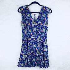 MNG Blue Floral Tie Back Sleeveless Dress Cottagecore Size 4 Fully Lined