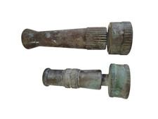 Vintage Lot of 2 Brass Twist Garden Sprayer Nozzles 4" & 3" Standard Fitting