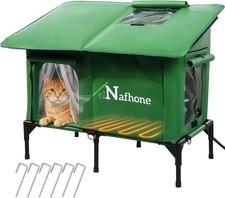 Heated Outdoor Cat House Insulated Weatherproof Winter Shelter Feral Stray Barn