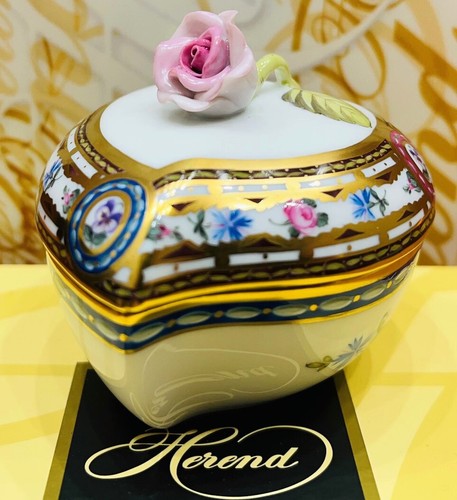 HEREND EGLANTINE EGAthe most expensive PATTERN SMALL HEART BOX,BRAND NEW,3" long - Picture 4 of 8