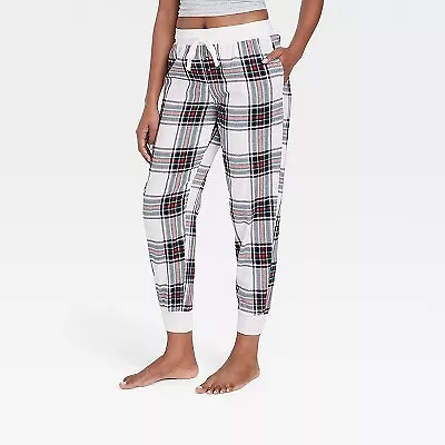 Women's Perfectly Cozy Flannel Jogger Pajama Pants - Stars Above White XL