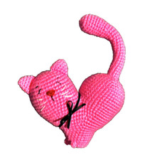 Handmade Stuffed Heart Shaped Cat Amigurumi Unique Gift Crocheted Figurine