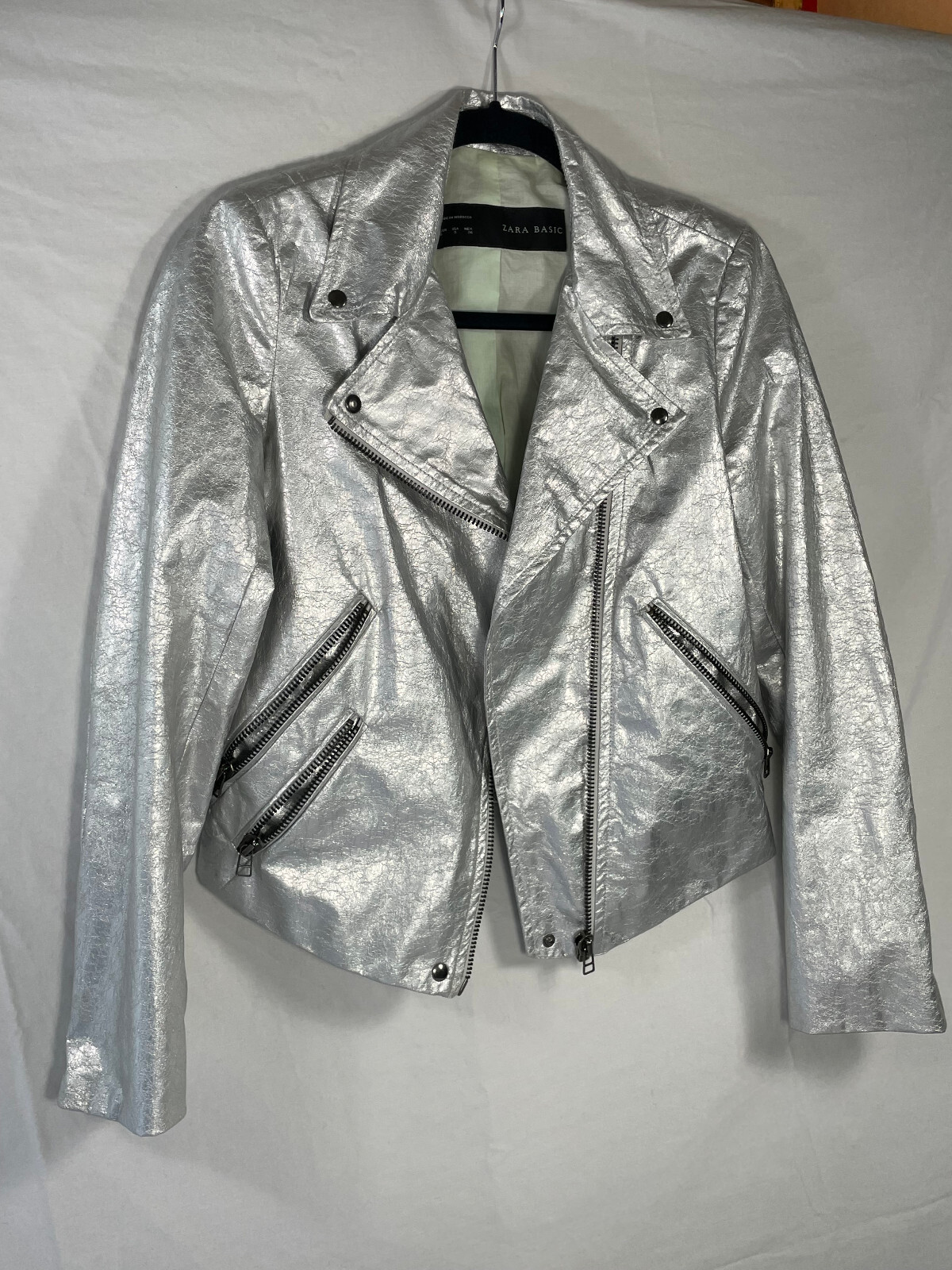 Zara basic bomber jacket metalic silver size  S - image 1