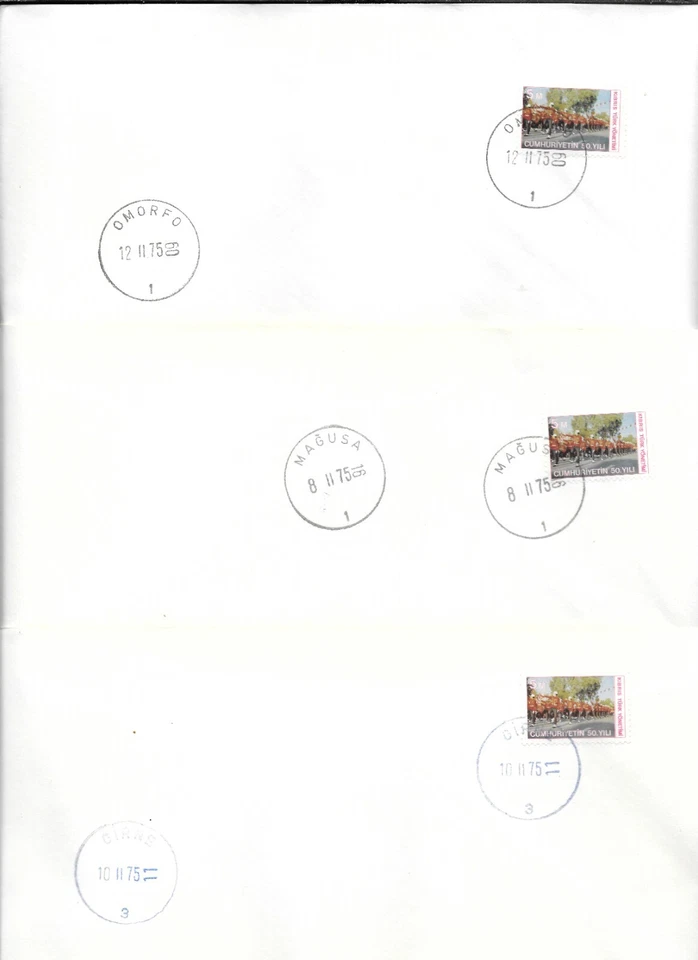 Chipre N 1975 primeros matasellos 8 diferentes RARO en letra grande (220X110 mm) Foto 3 de 3