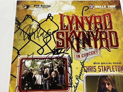 Lynyrd Skynyrd Rare Band Signed Concert Show Gig Poster Pine