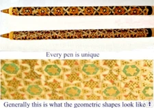 Set of Two Khatam Pens Persian Marquetry Writing Instrument w/ Replaceable Core