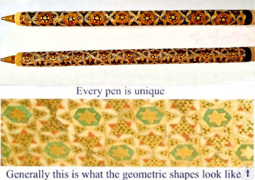 Juego de dos bolígrafos Khatam instrumento de escritura de marquetería persa con núcleo reemplazable - Imagen 1 de 16