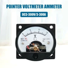 New DC 3-300V 300A Round Analog Dial Panel Meter Voltmeter Ammeter Gauge Black