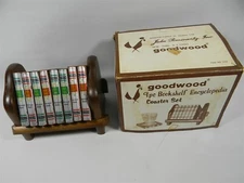 Vintage GOODWOOD 9 Pc Coaster Set Encyclopedia Bookshelf , Original Box #15 , 3A
