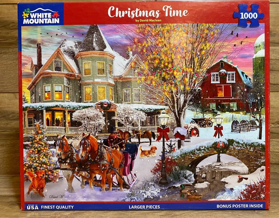 LOTE / 8 - PUZZLES DE MONTAÑA BLANCOS - 1000 PIEZAS - LIBROS DE SELLOS DE PUEBLO DE NAVIDAD Foto 3 de 4