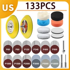 133pcs Sanding Disc Drill Polishing Kit 3 Inch Wet Dry Hook Loop Sandpaper